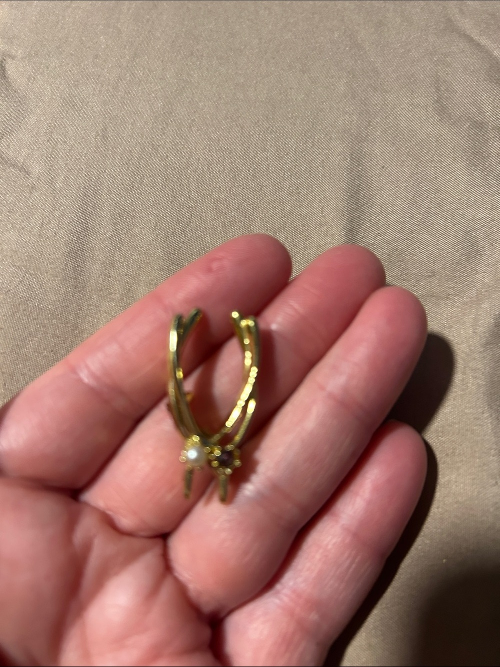 Vintage Gold Hoop Earrings with Floral Accent